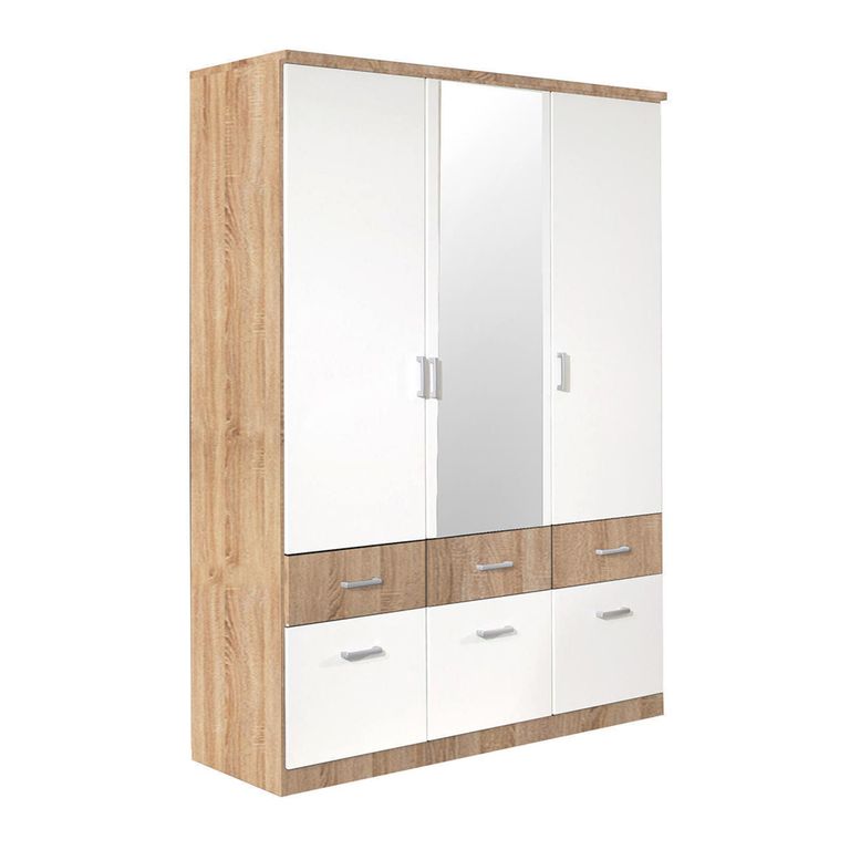 Celle Super Wardrobe - 136cm - 3 Door - Combi - Sonoma Oak & Alpine White