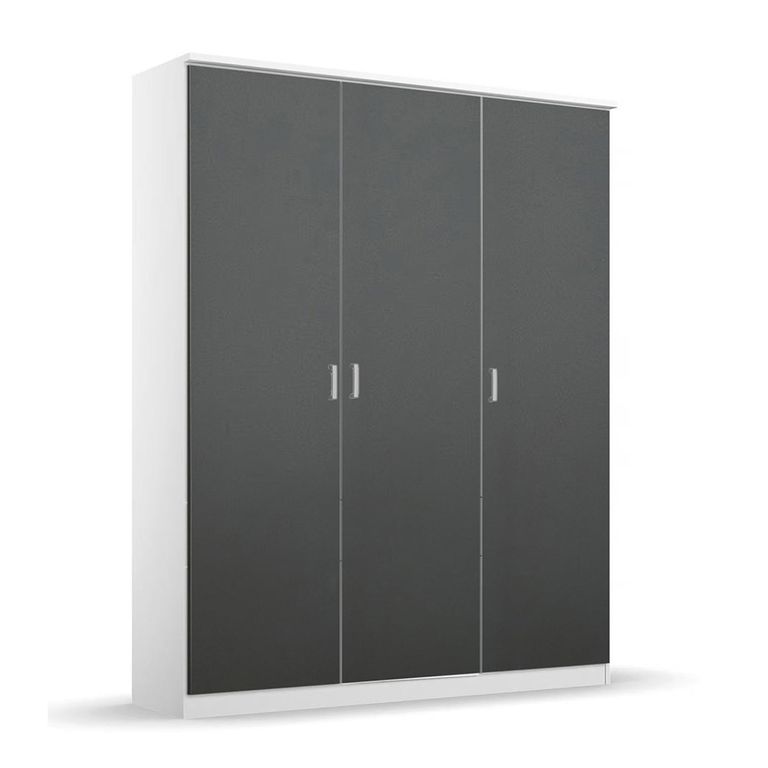 Celle Super Wardrobe - 136cm - 3 Door - Alpine White & Metallic Dark Grey