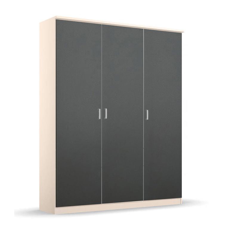 Celle Super Wardrobe - 136cm - 3 Door - Champagne & Metallic Dark Grey