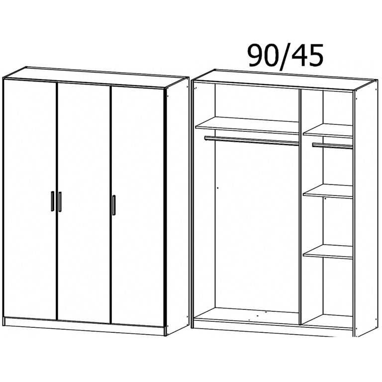 Celle Super Wardrobe - 136cm - 3 Door - Champagne & Metallic Dark Grey