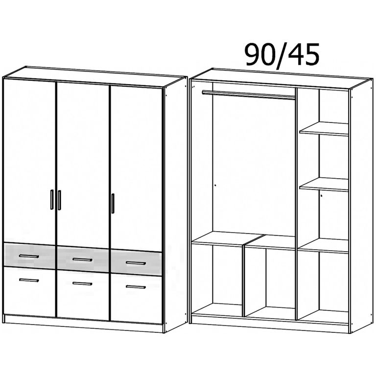 Celle Super Wardrobe - 136cm - 3 Door - 6 Drawer - Artisan Oak & Alpine White