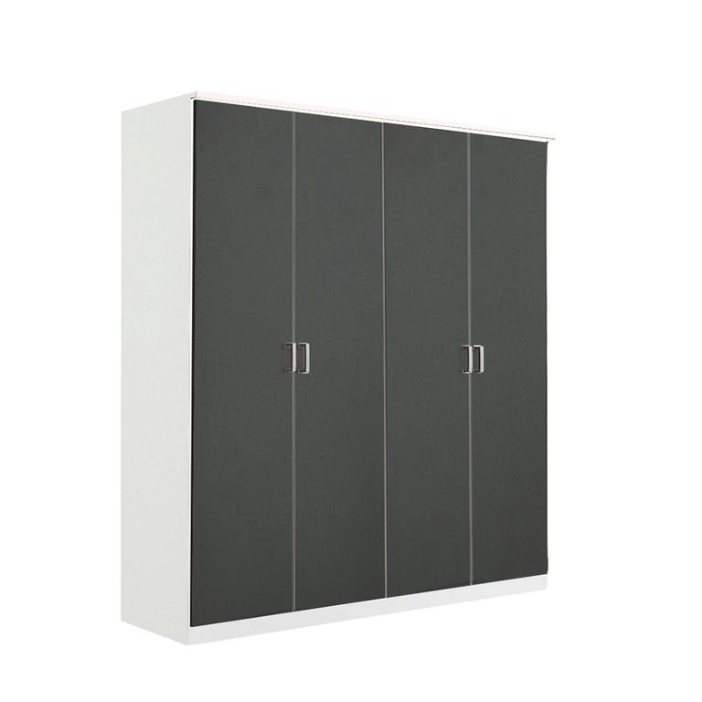 Celle Super Wardrobe - 181cm - 4 Door - Alpine White & Metallic Dark Grey