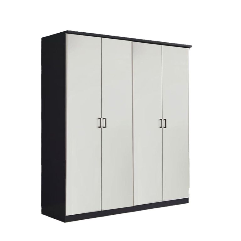 Celle Super Wardrobe - 181cm - 4 Door - Metallic Dark Grey & Alpine White