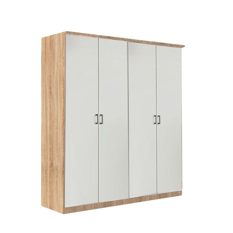 Celle Super Wardrobe - 181cm - 4 Door - Sonoma Oak & Alpine White