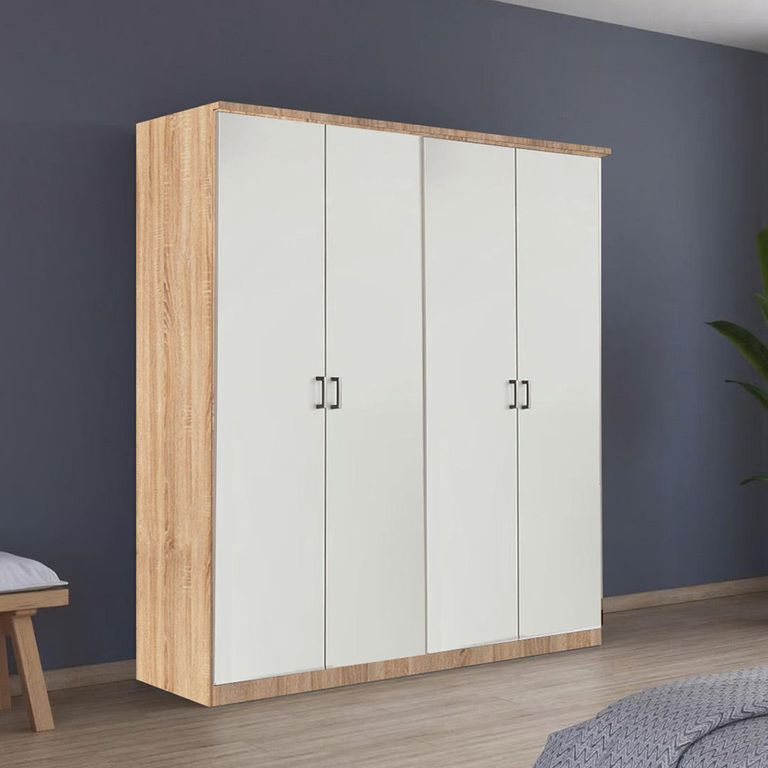 Celle Super Wardrobe - 181cm - 4 Door - Sonoma Oak & Alpine White