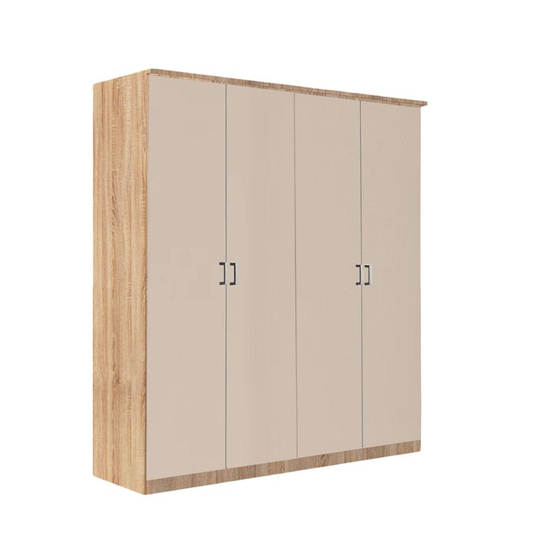 Celle Super Wardrobe - 181cm - 4 Door - Sonoma Oak & Champagne
