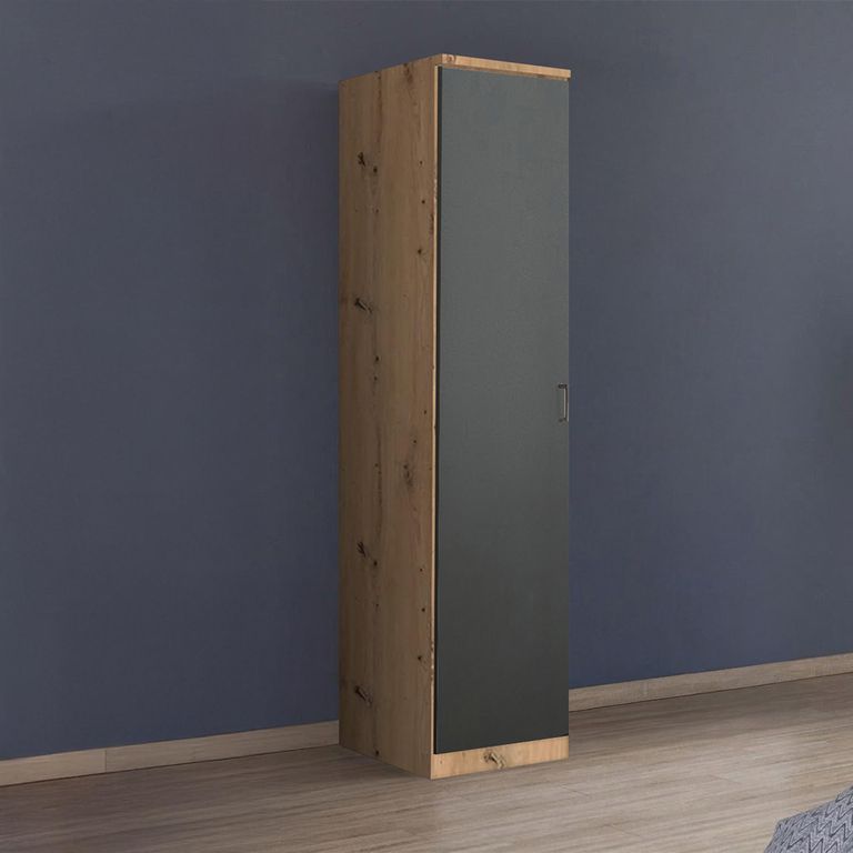 Rauch Celle Super 47cm 1 LH Door Wardrobe - Artisan Oak and Metallic Dark Grey