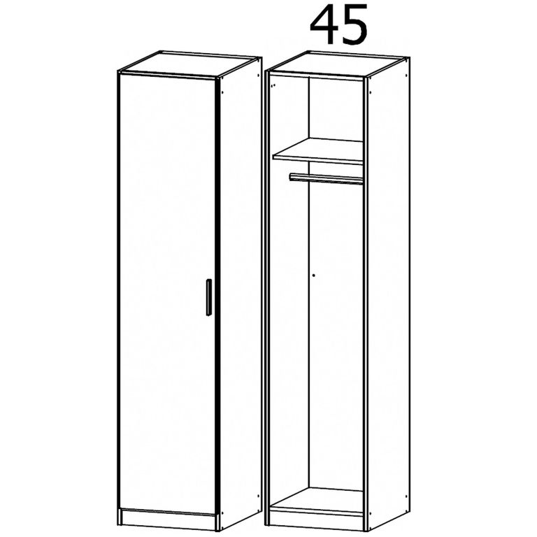 Celle Super Wardrobe - 47cm - 1 Door - Champagne & Metallic Dark Grey - LH