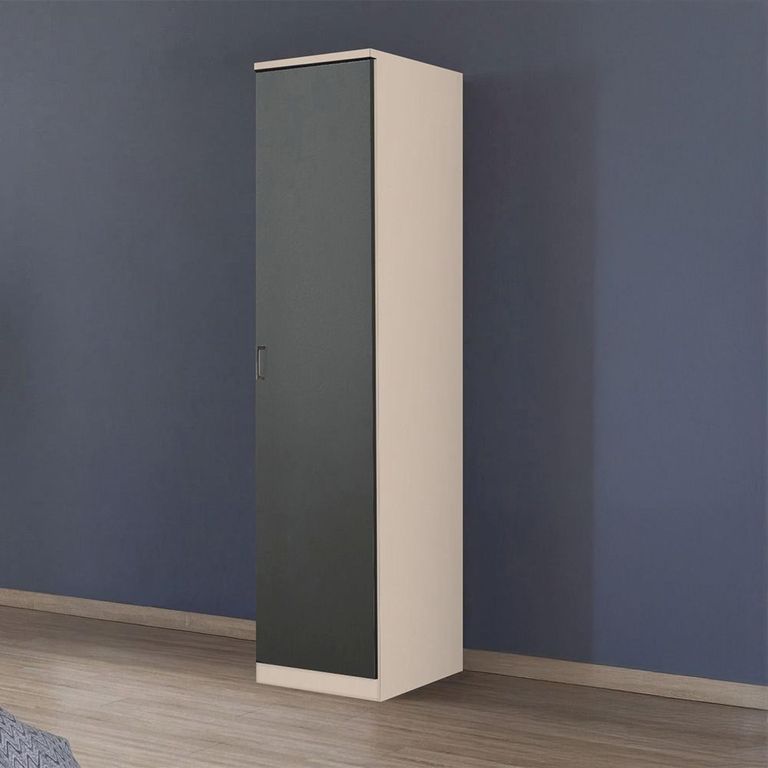 Celle Super Wardrobe - 47cm - 1 Door - Champagne & Metallic Dark Grey - RH