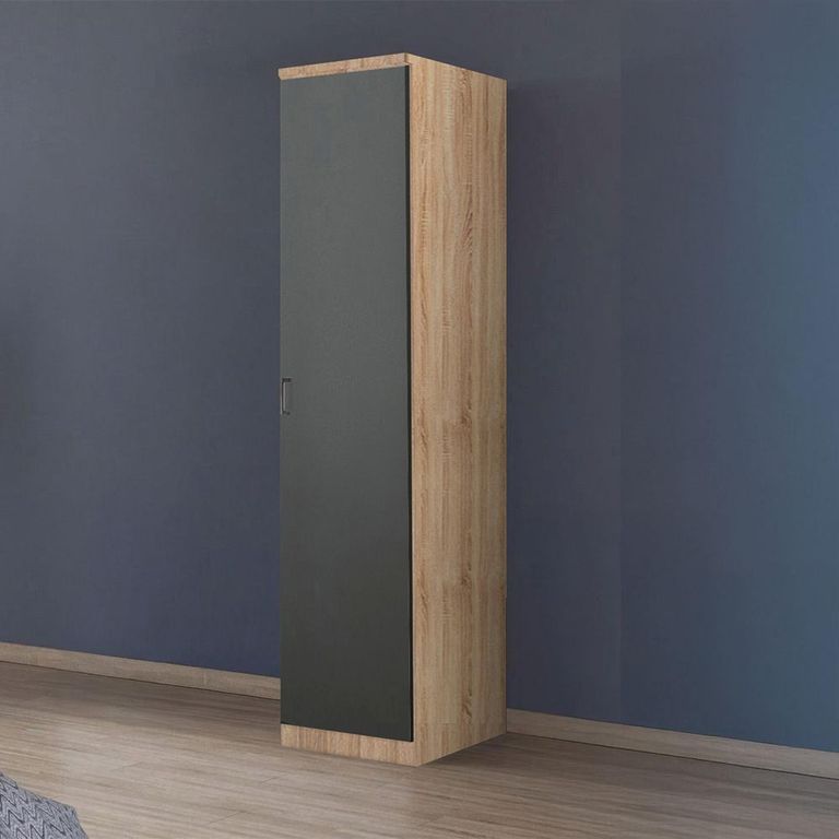 Rauch Celle Super 47cm 1 RH Door Wardrobe - Sonoma Oak and Metallic Dark Grey