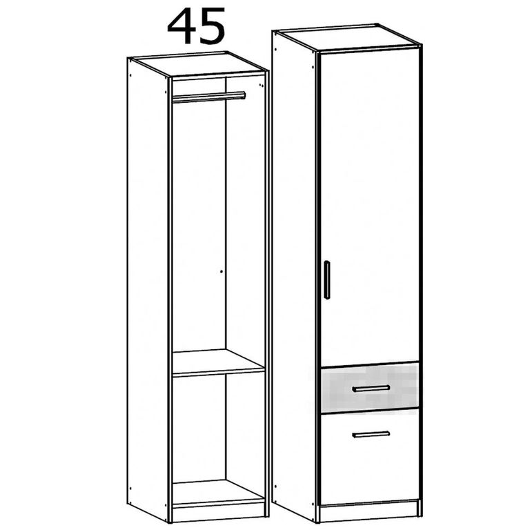 Rauch Celle Super 47cm 1 RH Door Wardrobe with Drawer - Artisan Oak and Alpine White