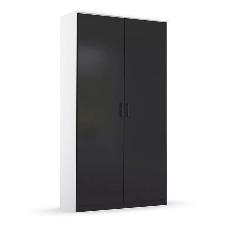 Rauch Celle Super 91cm 2 Door Wardrobe - Alpine White and Metallic Dark Grey