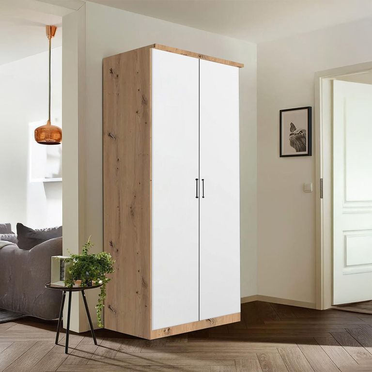 Rauch Celle Super 91cm 2 Door Wardrobe - Artisan Oak and Alpine White