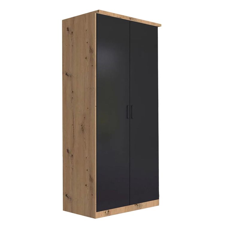 Rauch Celle Super 91cm 2 Door Wardrobe - Artisan Oak and Metallic Dark Grey