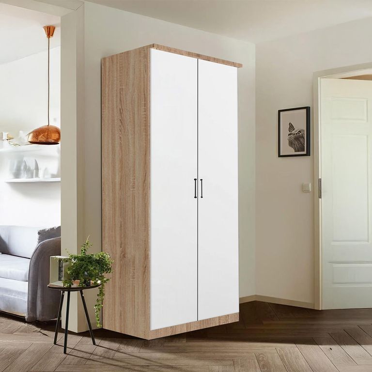Rauch Celle Super 91cm 2 Door Wardrobe - Sonoma Oak and Alpine White