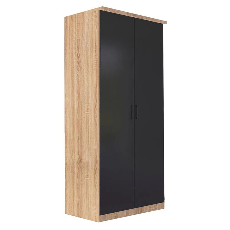 Rauch Celle Super 91cm 2 Door Wardrobe - Sonoma Oak and Metallic Dark Grey