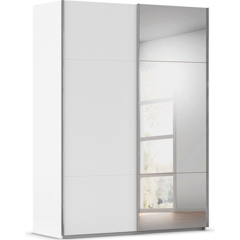 Rauch Contido 162cm 2 Door Sliding Mirror Wardrobe with Extras - Alpine White