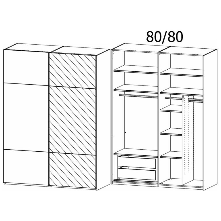 Rauch Contido 162cm 2 Door Sliding Mirror Wardrobe with Extras - Champagne Glass