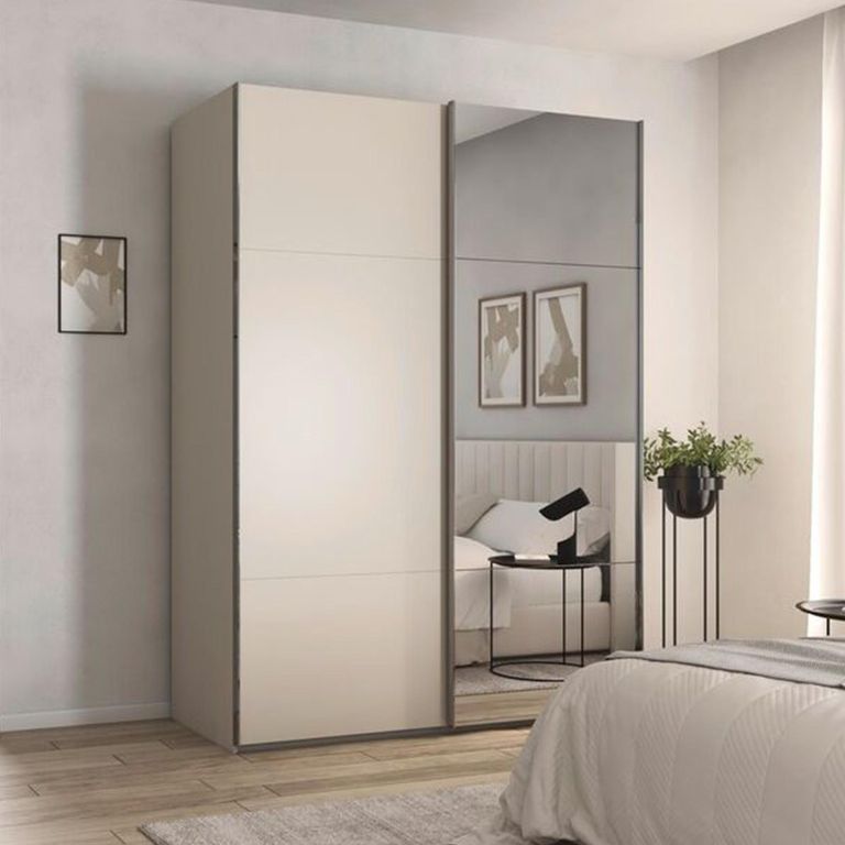 Rauch Contido 162cm 2 Door Sliding Mirror Wardrobe with Extras - Champagne
