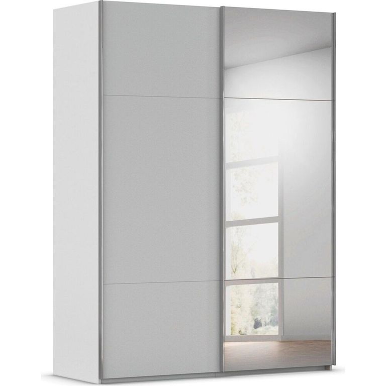 Rauch Contido 162cm 2 Door Sliding Mirror Wardrobe with Extras - Silk Grey