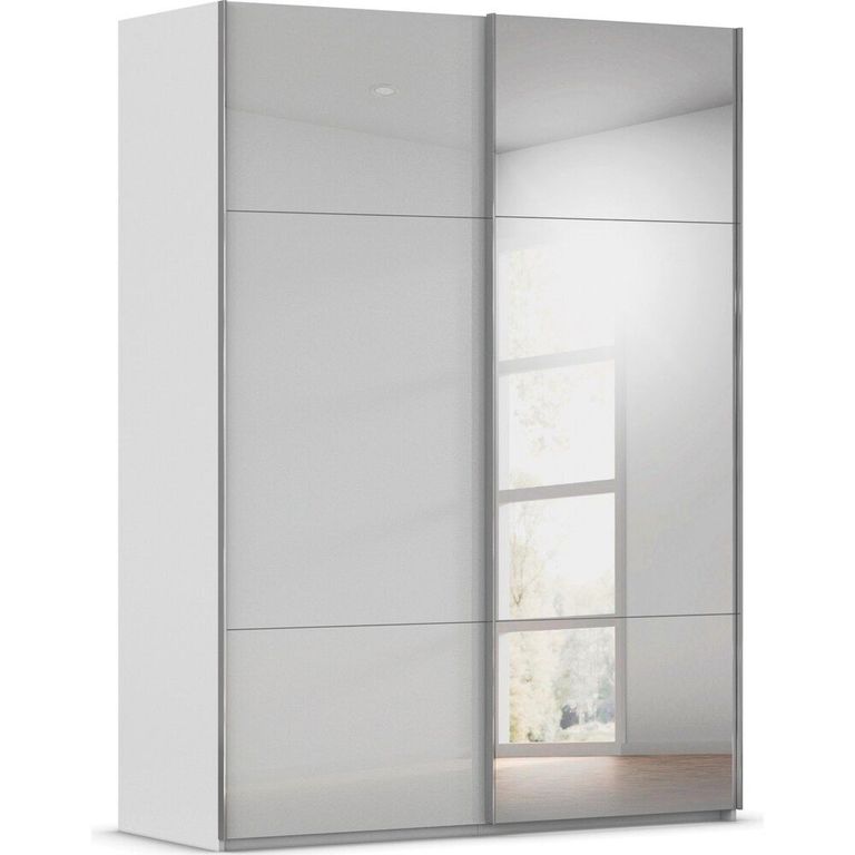 Rauch Contido 162cm 2 Door Sliding Mirror Wardrobe with Extras - Silk Grey Glass