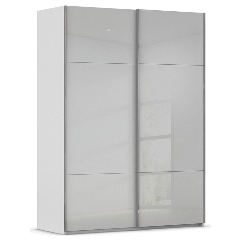 Rauch Contido 162cm 2 Door Sliding Wardrobe with Extras - Silk Grey Glass