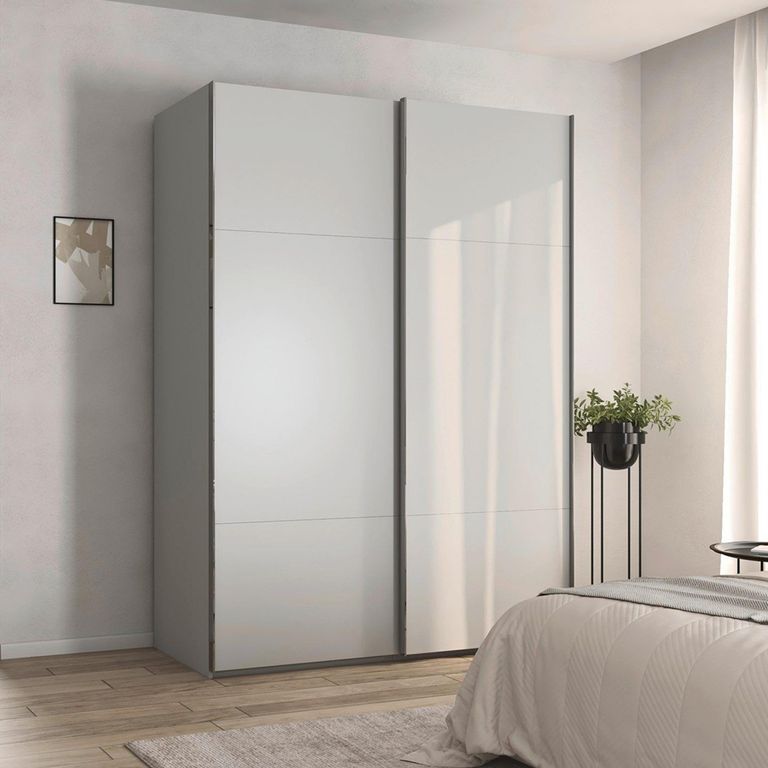 Rauch Contido 162cm 2 Door Sliding Wardrobe with Extras - Silk Grey