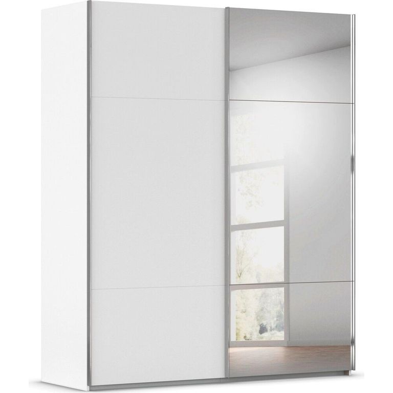Contido Sliding Mirror Wardrobe - 181cm - 2 Door - with Extras - Alpine White