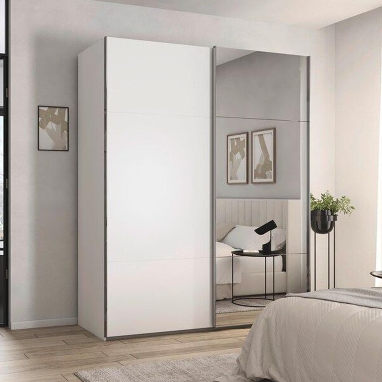 Contido Sliding Mirror Wardrobe - 181cm - 2 Door - with Extras - Alpine White