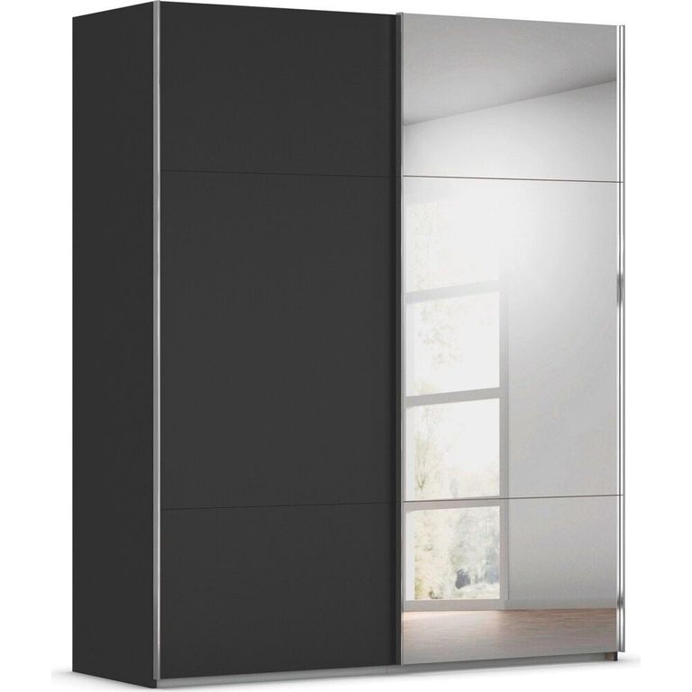 Contido Sliding Mirror Wardrobe - 181cm - 2 Door - with Extras - Black