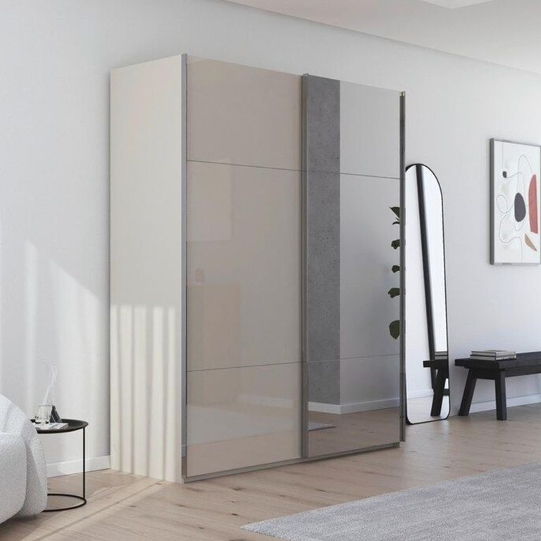 Contido Sliding Mirror Wardrobe - 181cm - 2 Door - with Extras - Champagne Glass