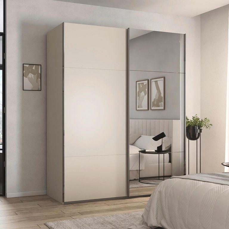Contido Sliding Mirror Wardrobe - 181cm - 2 Door - with Extras - Champagne