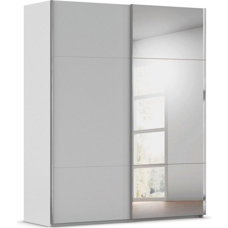 Contido Sliding Mirror Wardrobe - 181cm - 2 Door - with Extras - Silk Grey