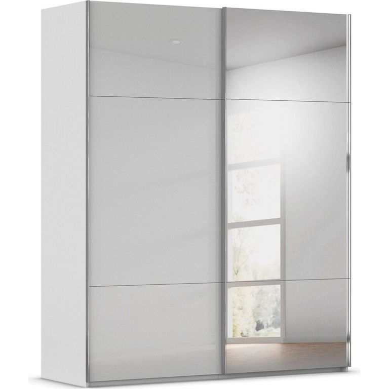 Contido Sliding Mirror Wardrobe - 181cm - 2 Door - with Extras - Silk Grey Glass