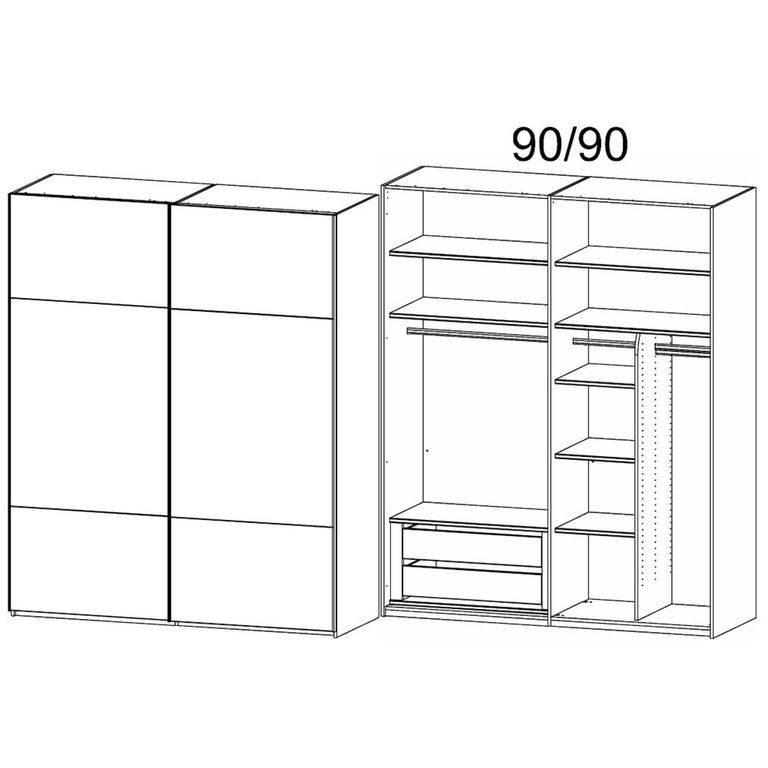 Rauch Contido 181cm 2 Door Sliding Wardrobe with Extras - Alpine White