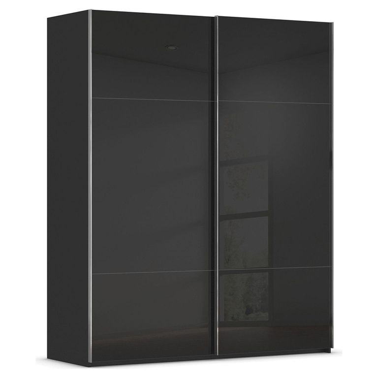 Rauch Contido 181cm 2 Door Sliding Wardrobe with Extras - Black Glass
