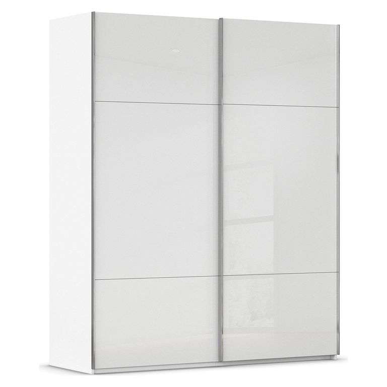Rauch Contido 181cm 2 Door Sliding Wardrobe with Extras - Crystal White Glass