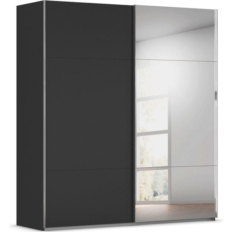 Contido Sliding Mirror Wardrobe - 201cm - 2 Door - with Extras - Black