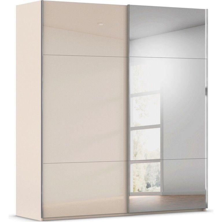 Contido Sliding Mirror Wardrobe - 201cm - 2 Door - with Extras - Champagne Glass