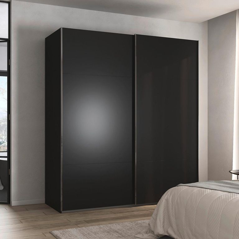 Rauch Contido 201cm 2 Door Sliding Wardrobe with Extras - Black