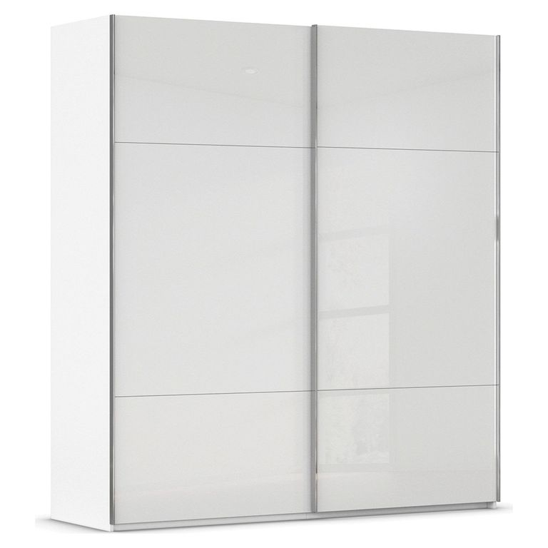 Rauch Contido 201cm 2 Door Sliding Wardrobe with Extras - Crystal White Glass
