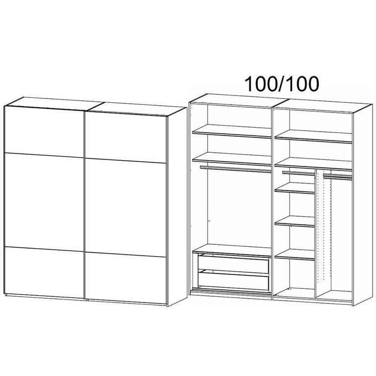 Rauch Contido 201cm 2 Door Sliding Wardrobe with Extras - Silk Grey Glass
