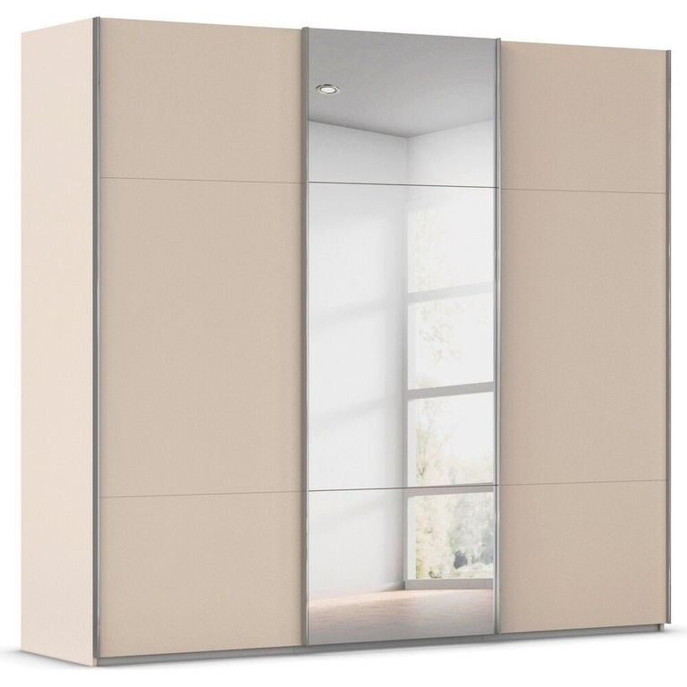 Rauch Contido 242cm 3 Door Sliding Mirror Wardrobe with Extras - Champagne