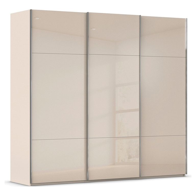 Rauch Contido 242cm 3 Door Sliding Wardrobe with Extras - Champagne Glass