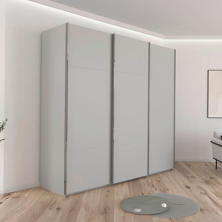 Rauch Contido 242cm 3 Door Sliding Wardrobe with Extras - Silk Grey