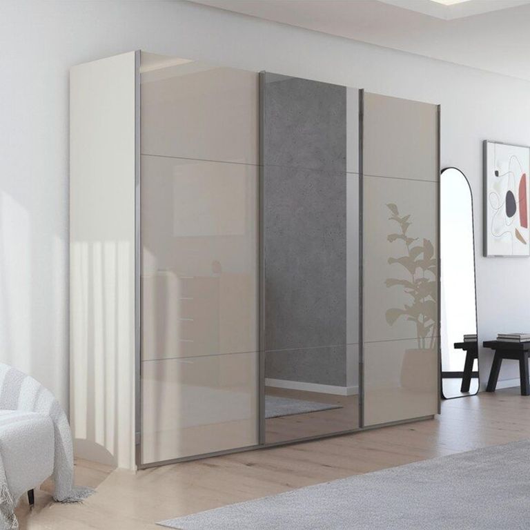 Rauch Contido 271cm 3 Door Sliding Mirror Wardrobe with Extras - Champagne