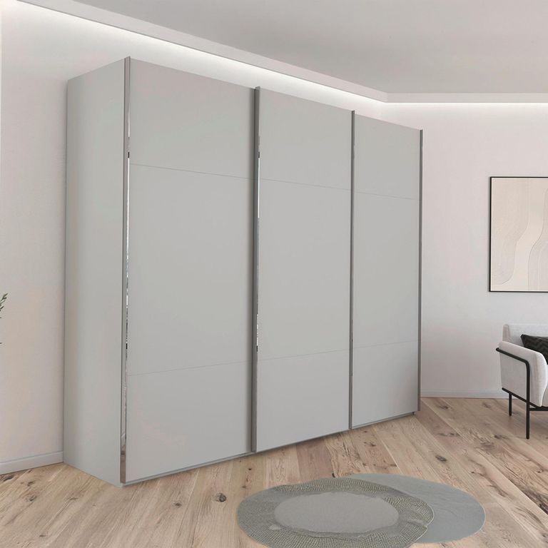 Rauch Contido 271cm 3 Door Sliding Wardrobe with Extras - Silk Grey