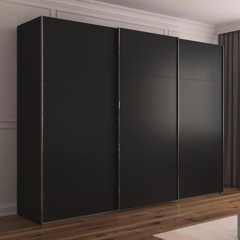 Contido Sliding Wardrobe - 301cm - 3 Door - with Extras - Black