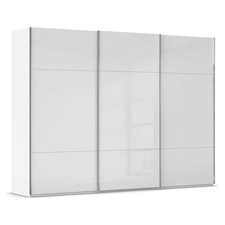 Contido Sliding Wardrobe - 301cm - 3 Door - with Extras - Crystal White Glass