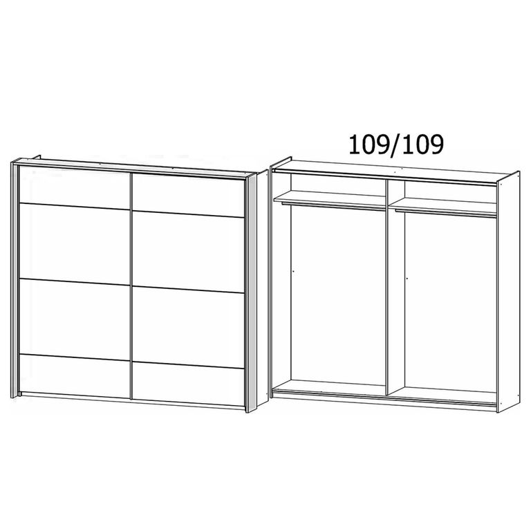 Rauch Corvo 225cm 2 Door Sliding Wardrobe with Passepartout - Alpine White and Metallic Dark Grey